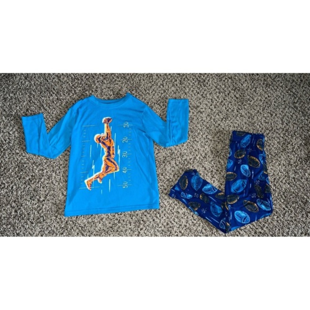 Cat & Jack Boys Blue Football Pajama Set size‎ 6/7